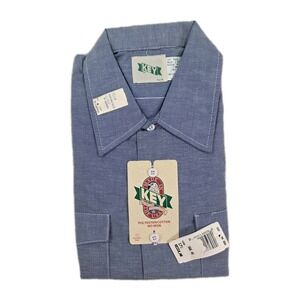 Vintage Key Imperial Shirt 17.5 34.5 Mens‎ Long Sleeve Polyester Cotton No Iron